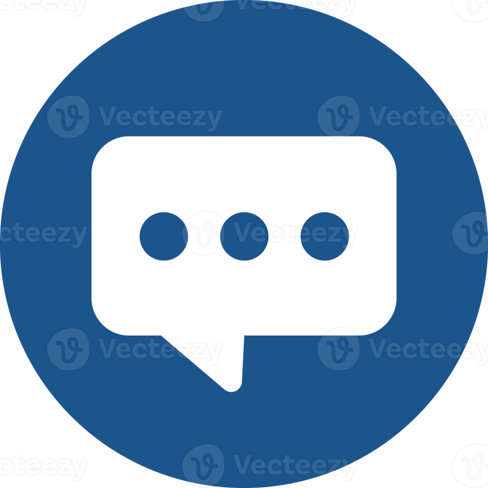 Chat message icon design in blue circle. png