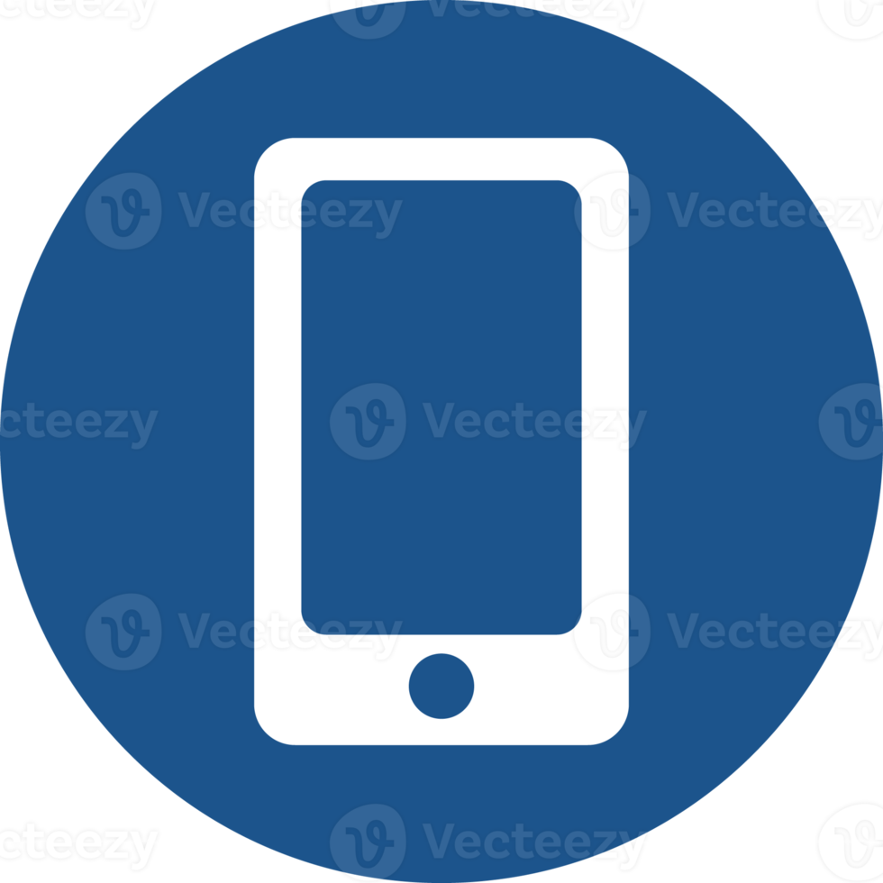 Mobile phone icon design in blue circle. png