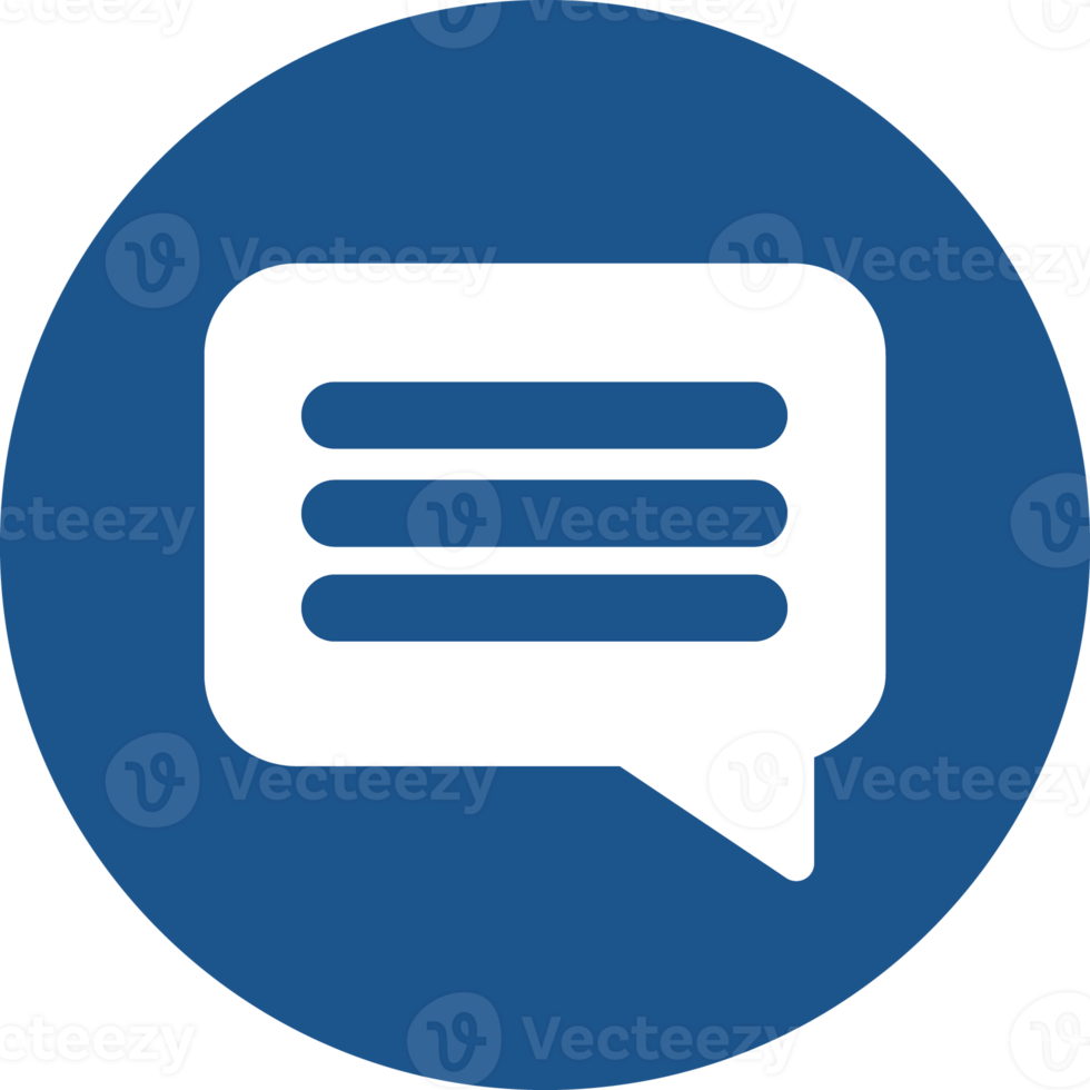 Message icon design in blue circle. png