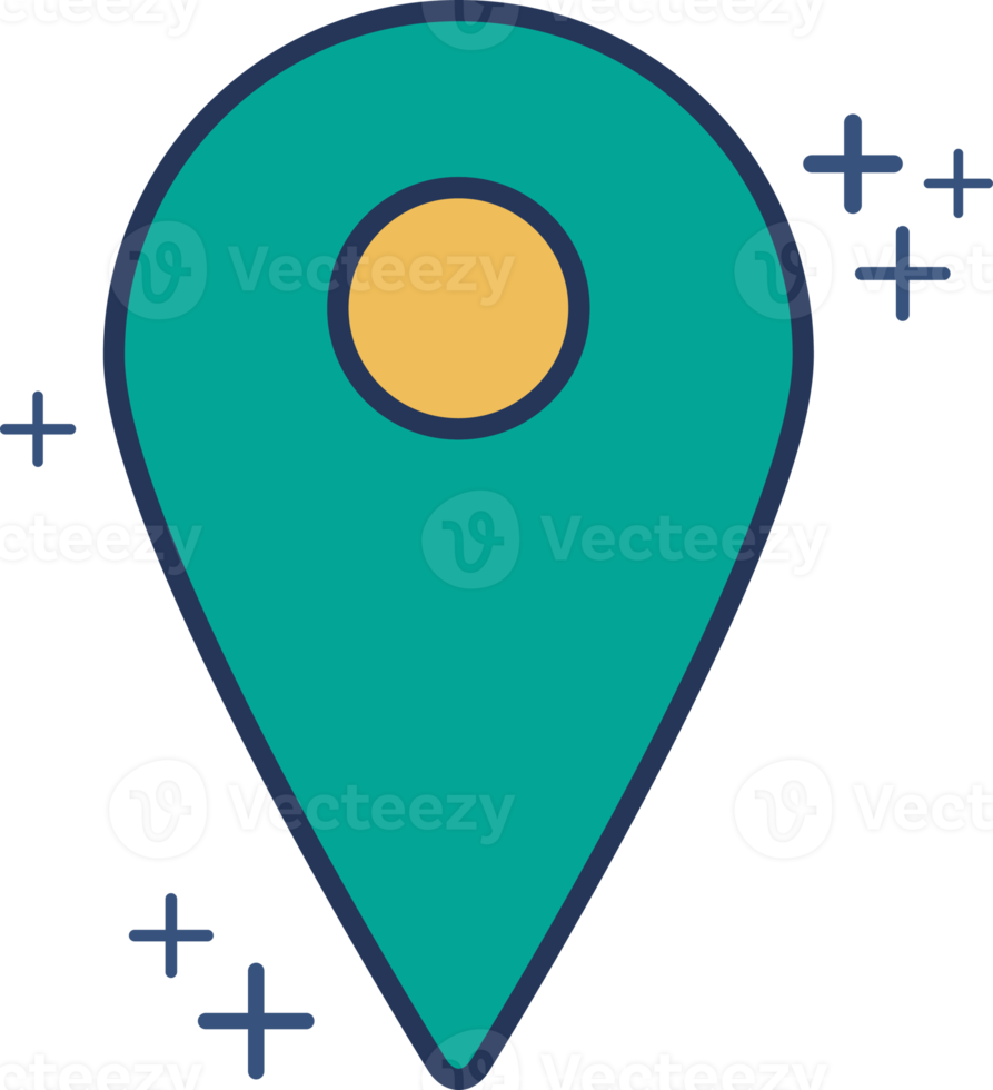 Location pointer pin icon illustration glyph style design with color and plus sign. png