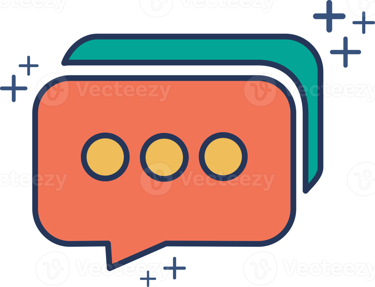 Chat icon illustration glyph style design with color and plus sign. png