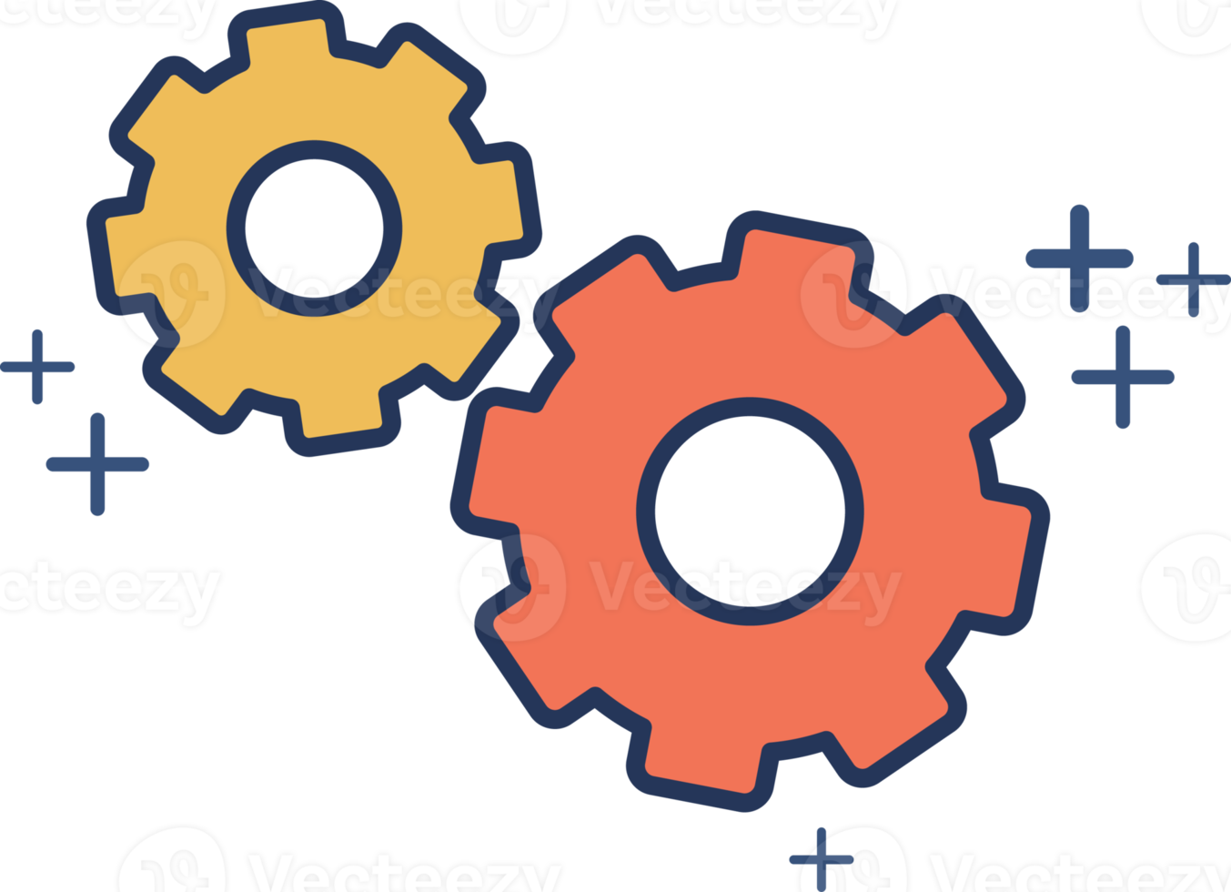 Setting icon illustration glyph style design with color and plus sign. png