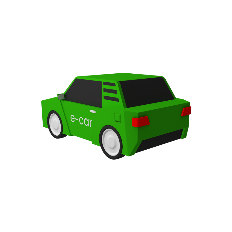 ilustração 3d de carro verde elétrico png