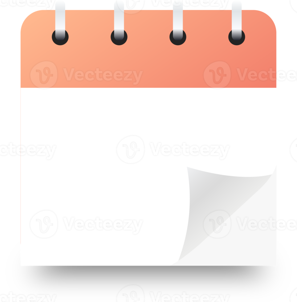ilustración colorida del calendario en blanco. plantilla de calendario cuadrado. png