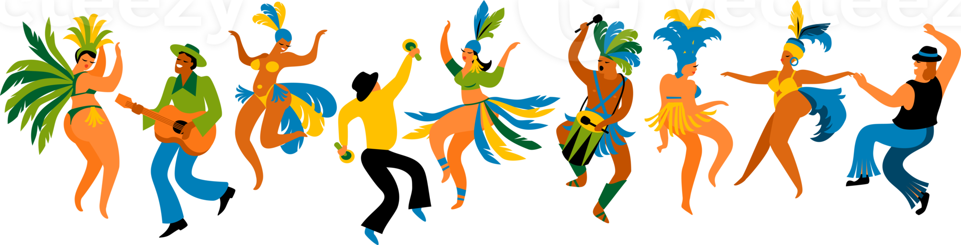 People dance. Brazilian carnival. Illustration png