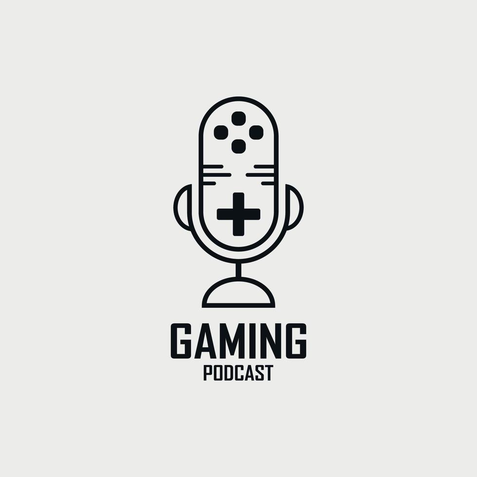 gaming podcast logo design with microphone and game console image vector