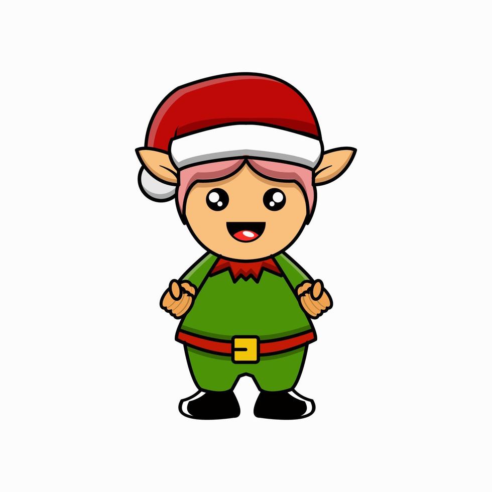 Lindo elfo navideño mascota ilustración vectorial vector