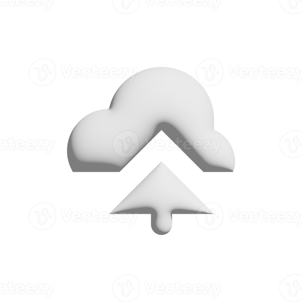 cloud upload icon 3d design for application and website presentation png