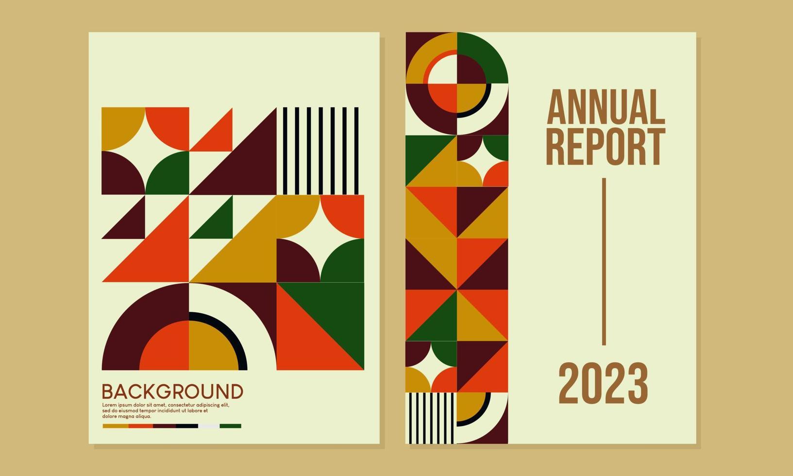 Bauhaus retro cover design set.Abstract geometric pattern background.A4 cover for annual reports, books, journals, catalogs, posters, flyers, banners vector