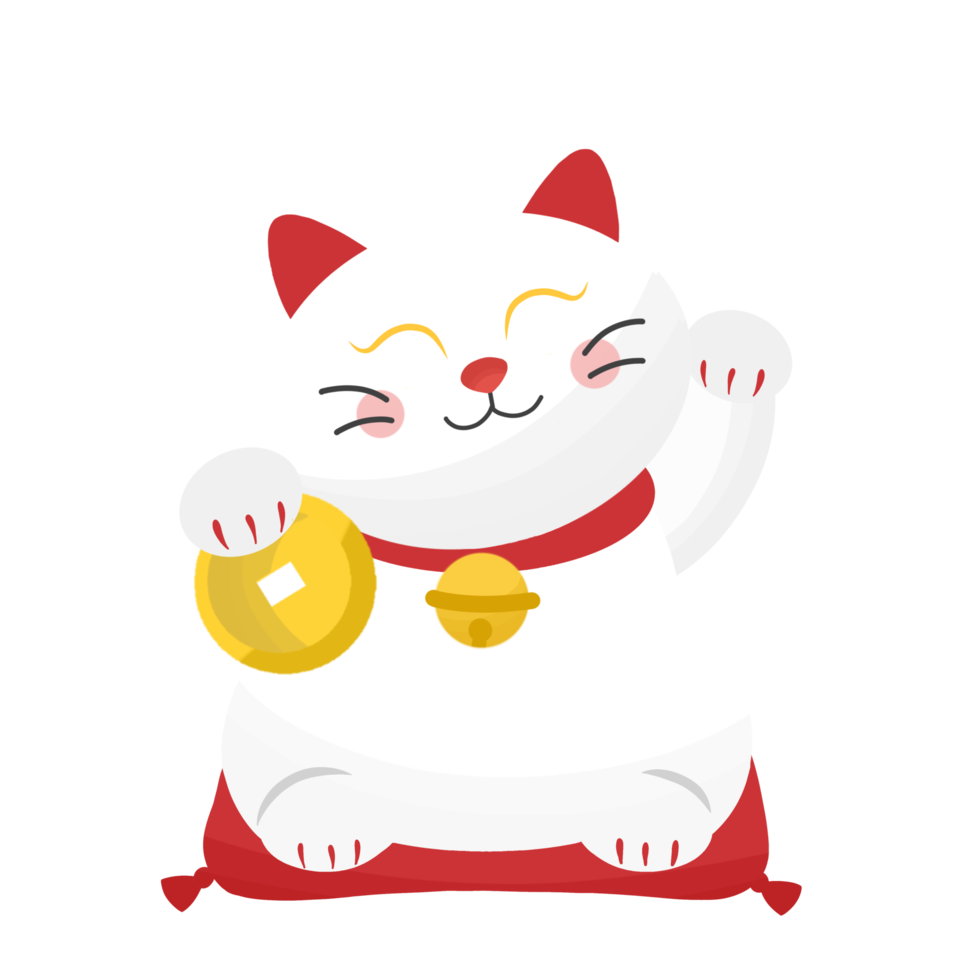 Free Antique style Japanese Maneki Neko white cat Illustration 14441510 ...