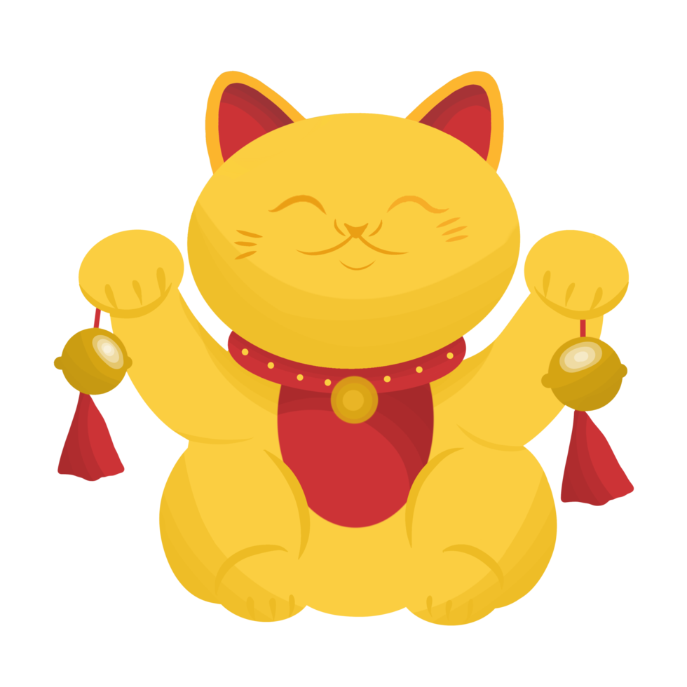 ilustração de gato de ouro japonês de estilo antigo maneki neko png