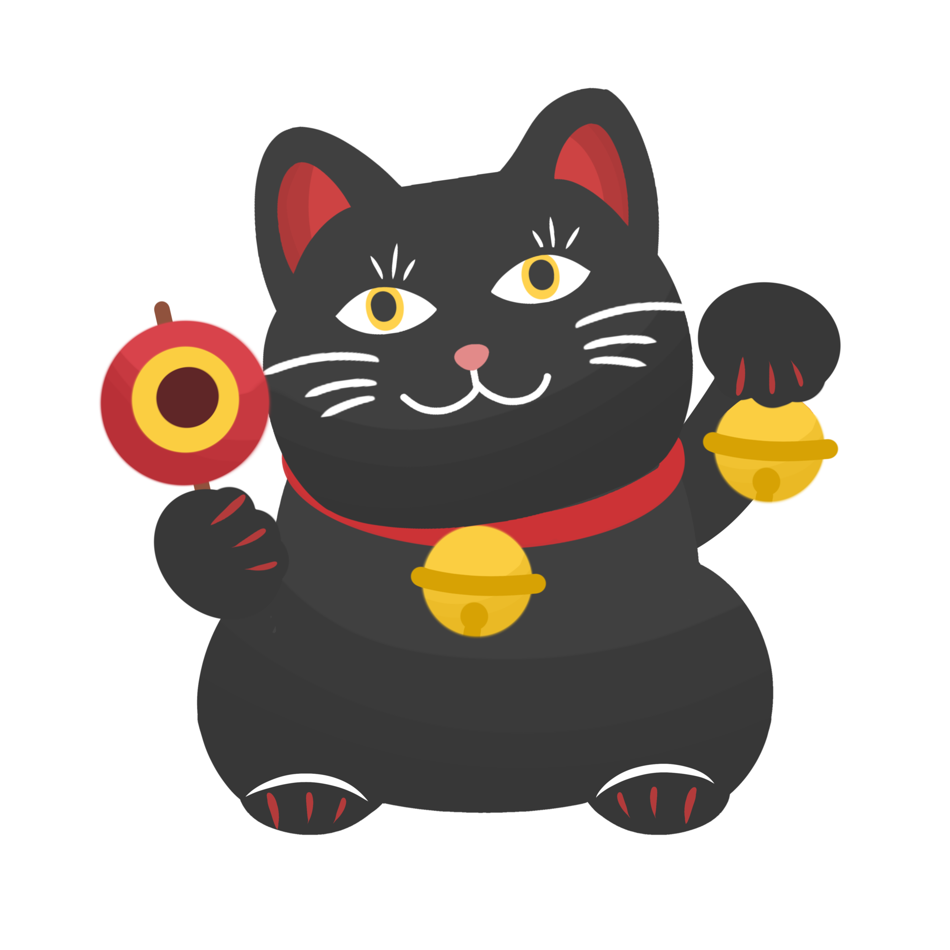 Free estilo antiguo japonés maneki neko gato negro ilustración 14441516 PNG with Transparent