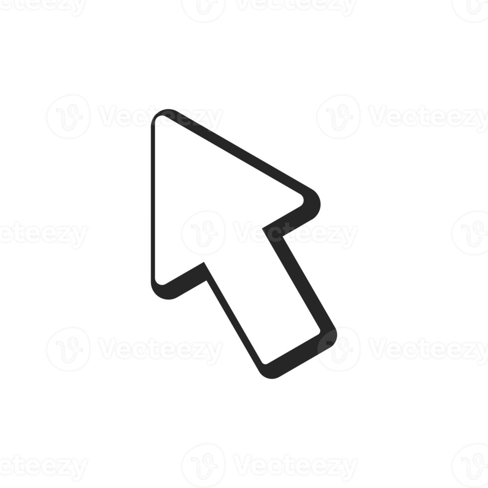 comic style arrow pointer icon with transparent background. png file