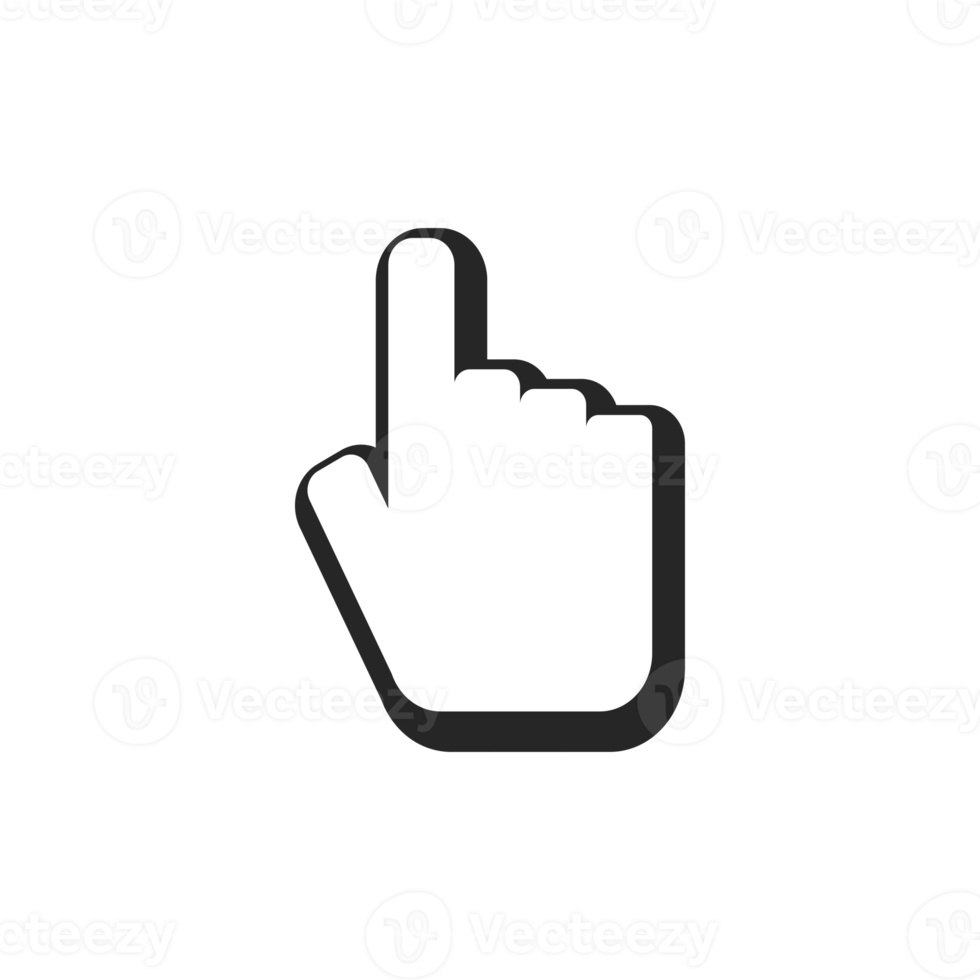 comic style hand pointer icon with transparent background. png file