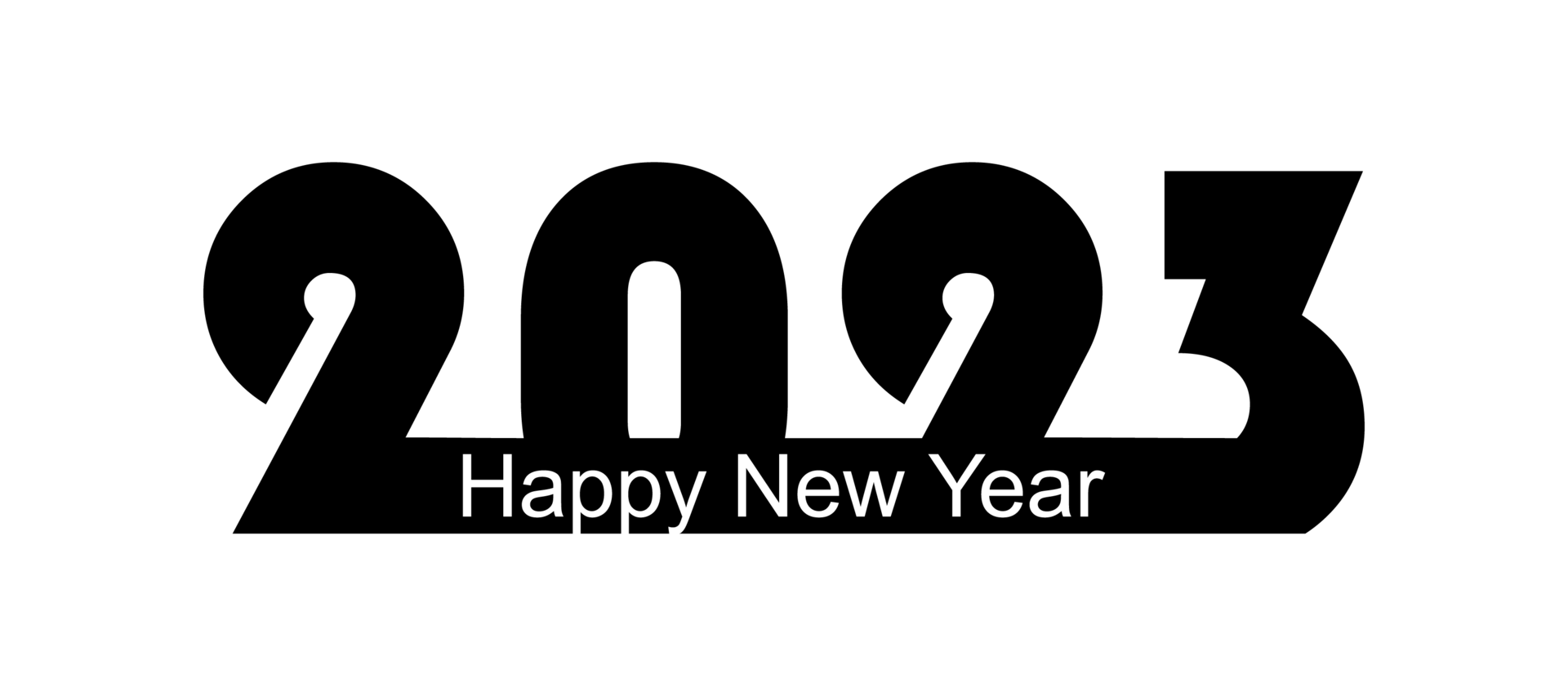 feliz ano novo 2023 em fonte preta isolada. simples saudação de feliz ano novo. formato png