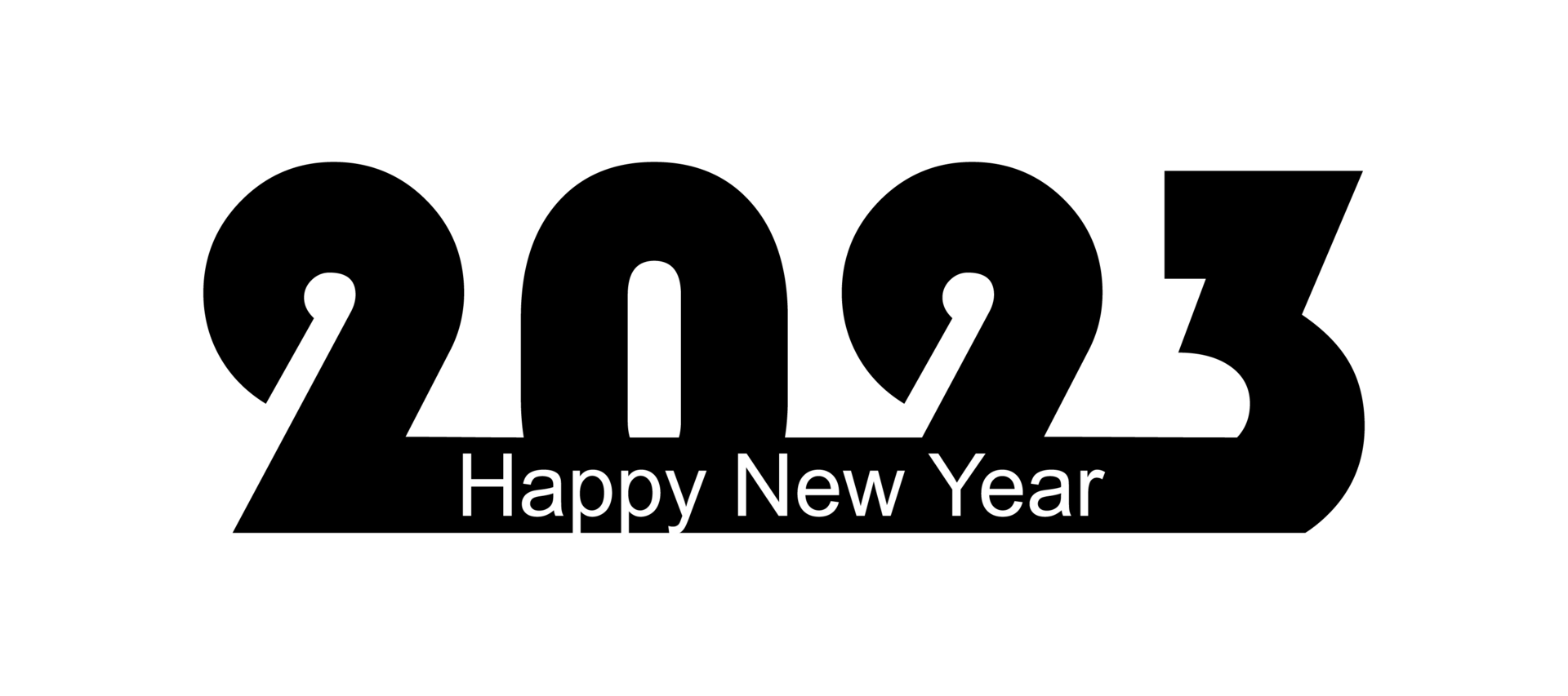 happy new year 2023 in black font isolated. Simple happy new year greeting. Png Format