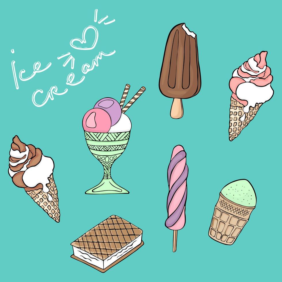 Doodles ice cream vector