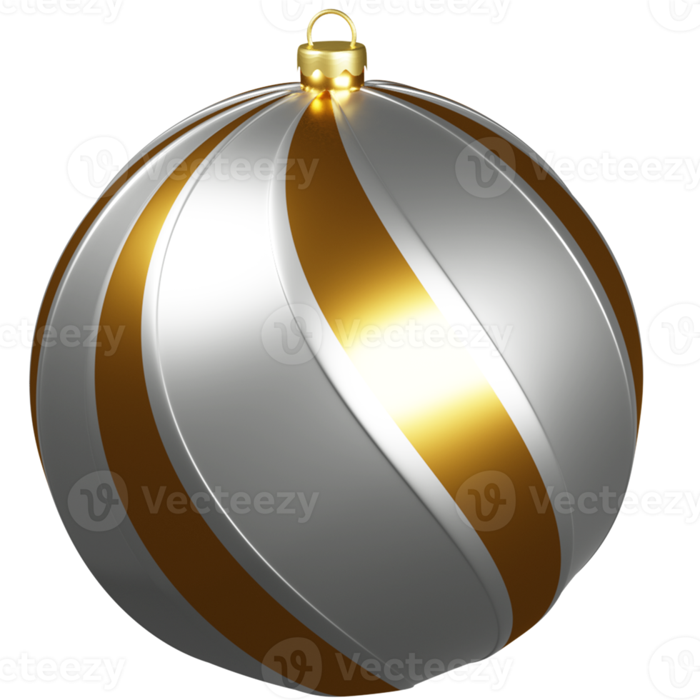 Christmas ball glossy silver gold 3d render png