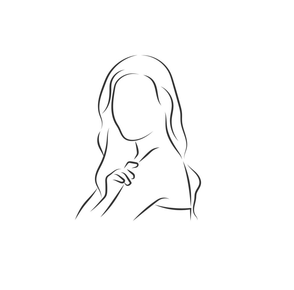 Sketch, Hand drawn, single line art women use for logo poster and background vector