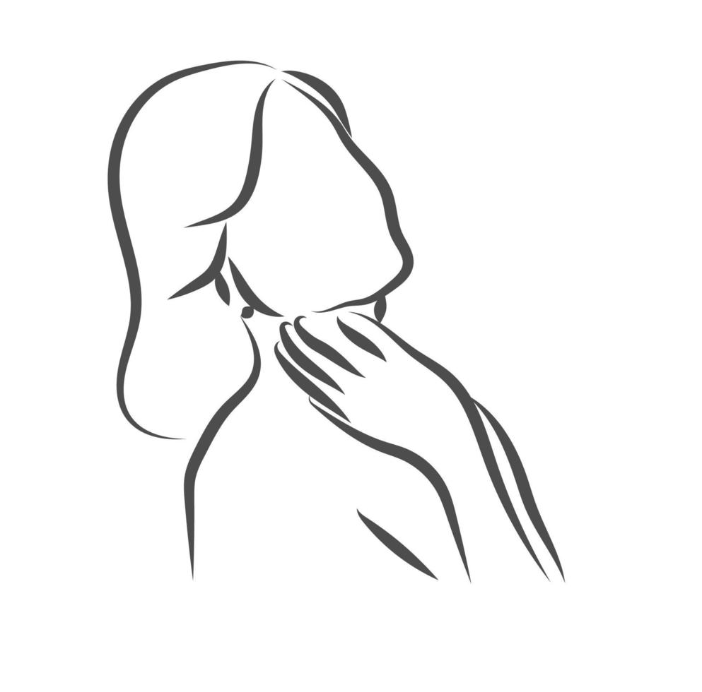 Sketch, Hand drawn, single line art women use for logo poster and background vector