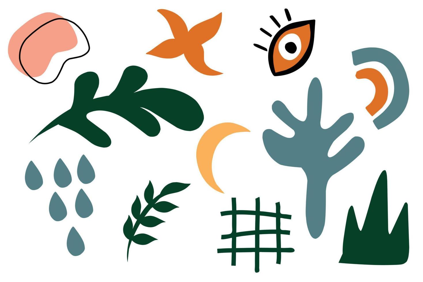 Abstract contemporary modern trendy Vector illustrations Doodle Boho Bauhaus