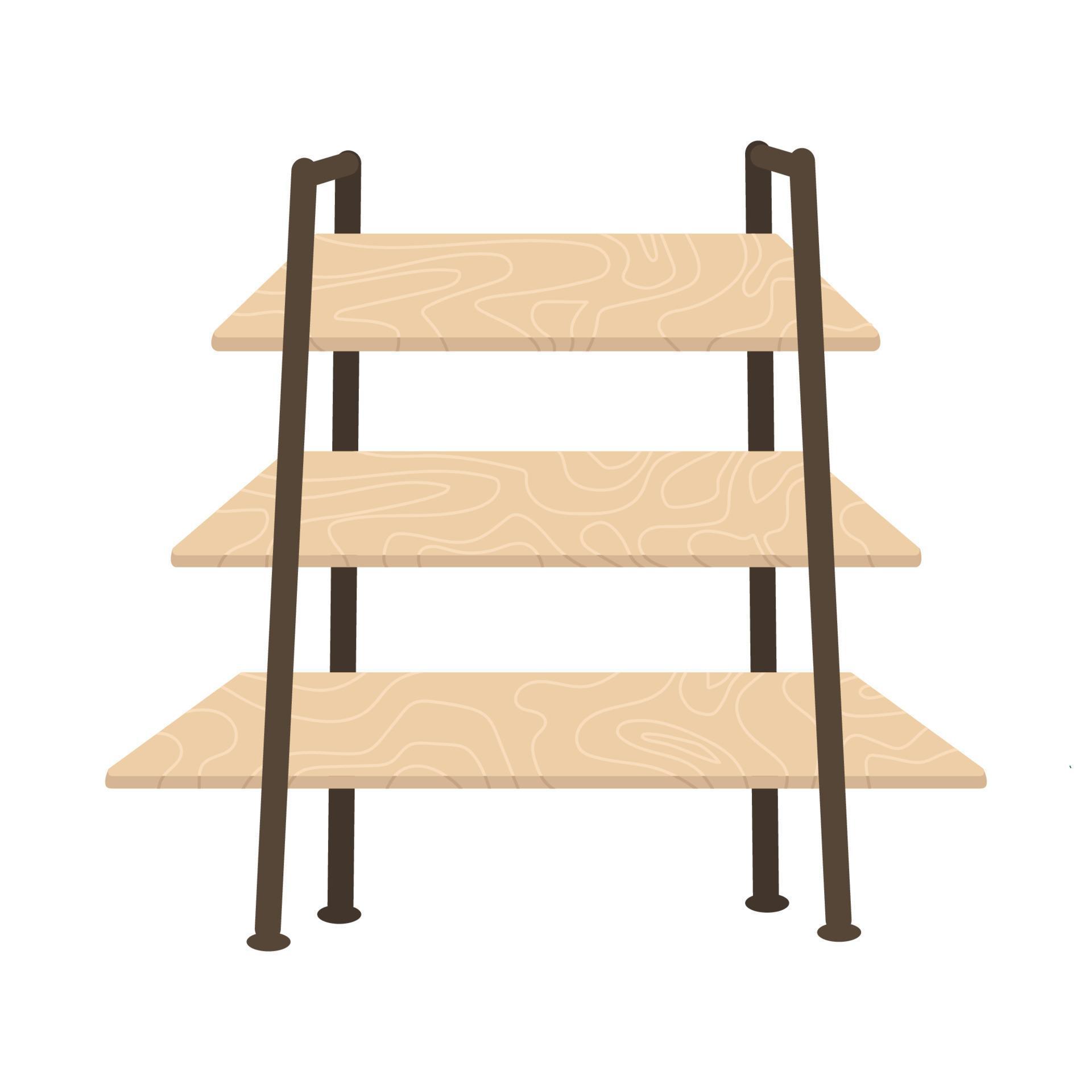 wooden book shelf vector in flat design style 14441709 Vector Art at