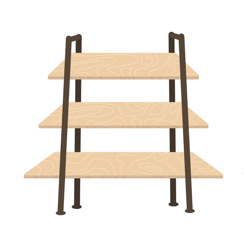 wooden book shelf vector in flat design style