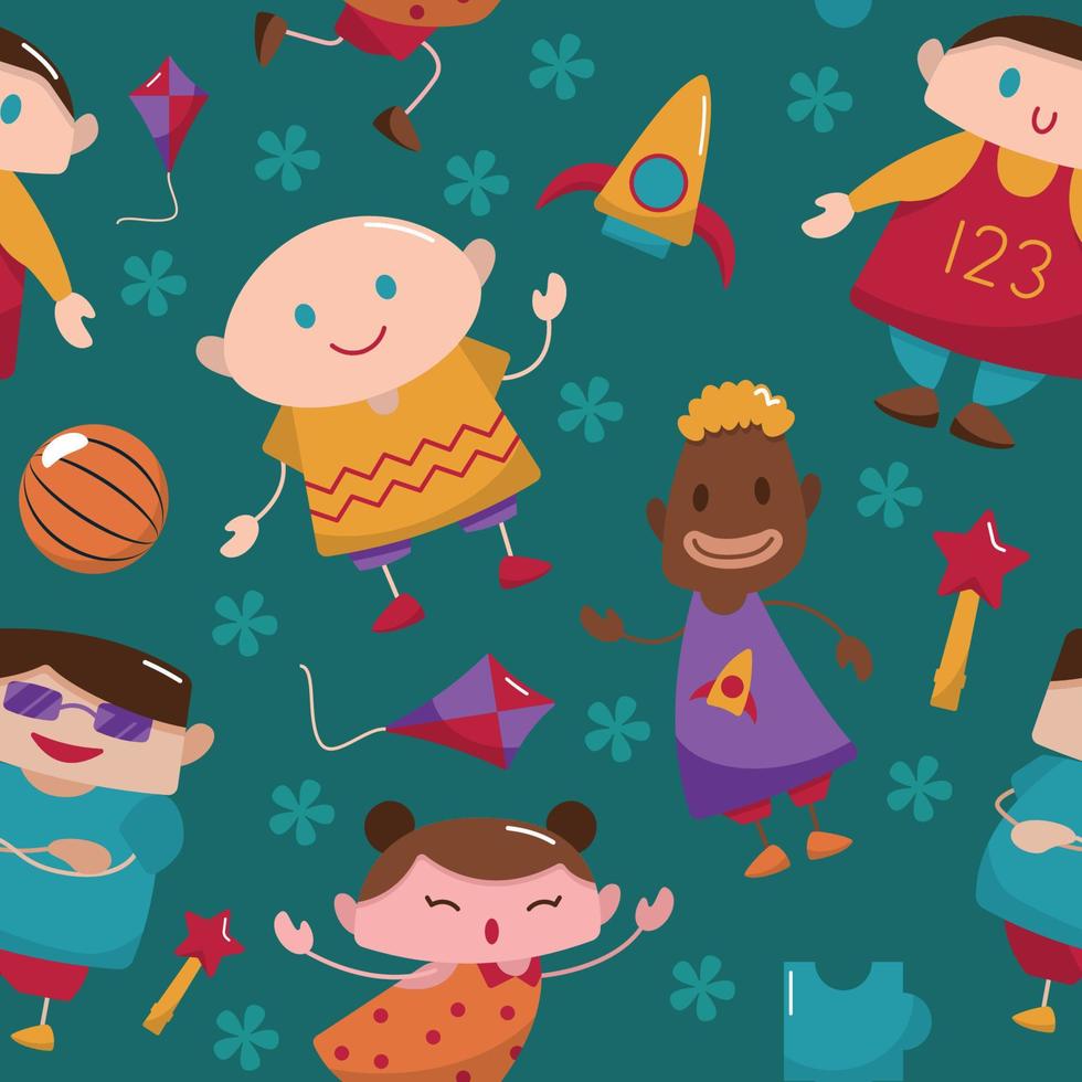 Happy Joy Kids Children Day Seamless Pattern Background vector