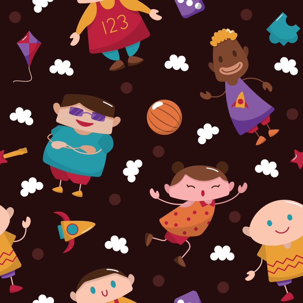 Happy Joy Kids Children Day Seamless Pattern Background vector