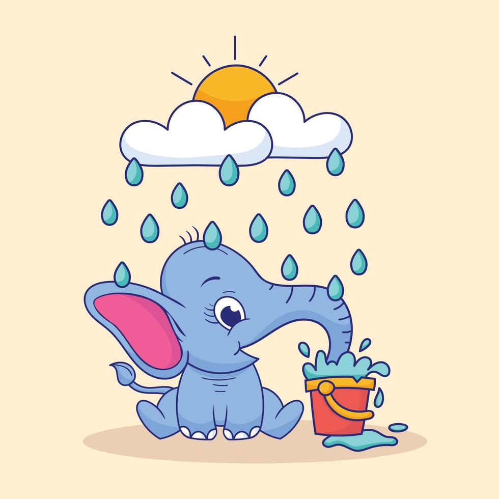 Baby Elephant Illustration, Cute Baby Elephant, Elephant Illustration Vector