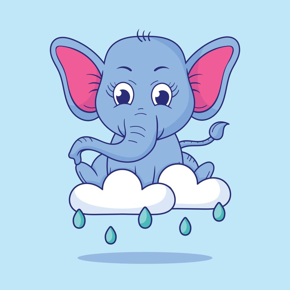 ilustración de elefante bebé, elefante bebé lindo, vector de ilustración de elefante