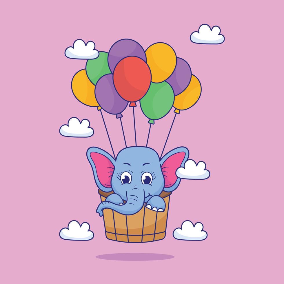 ilustración de elefante bebé, elefante bebé lindo, vector de ilustración de elefante