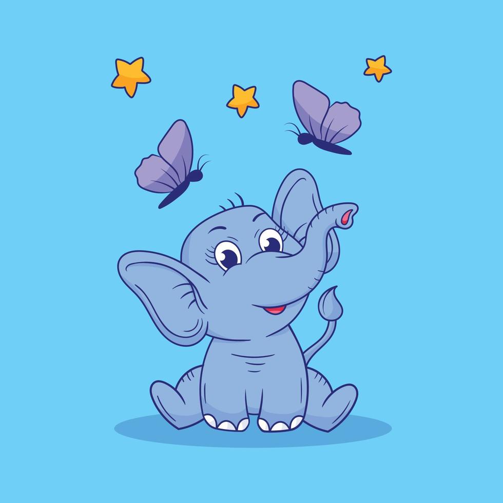 Baby Elephant Illustration, Cute Baby Elephant, Elephant Illustration Vector