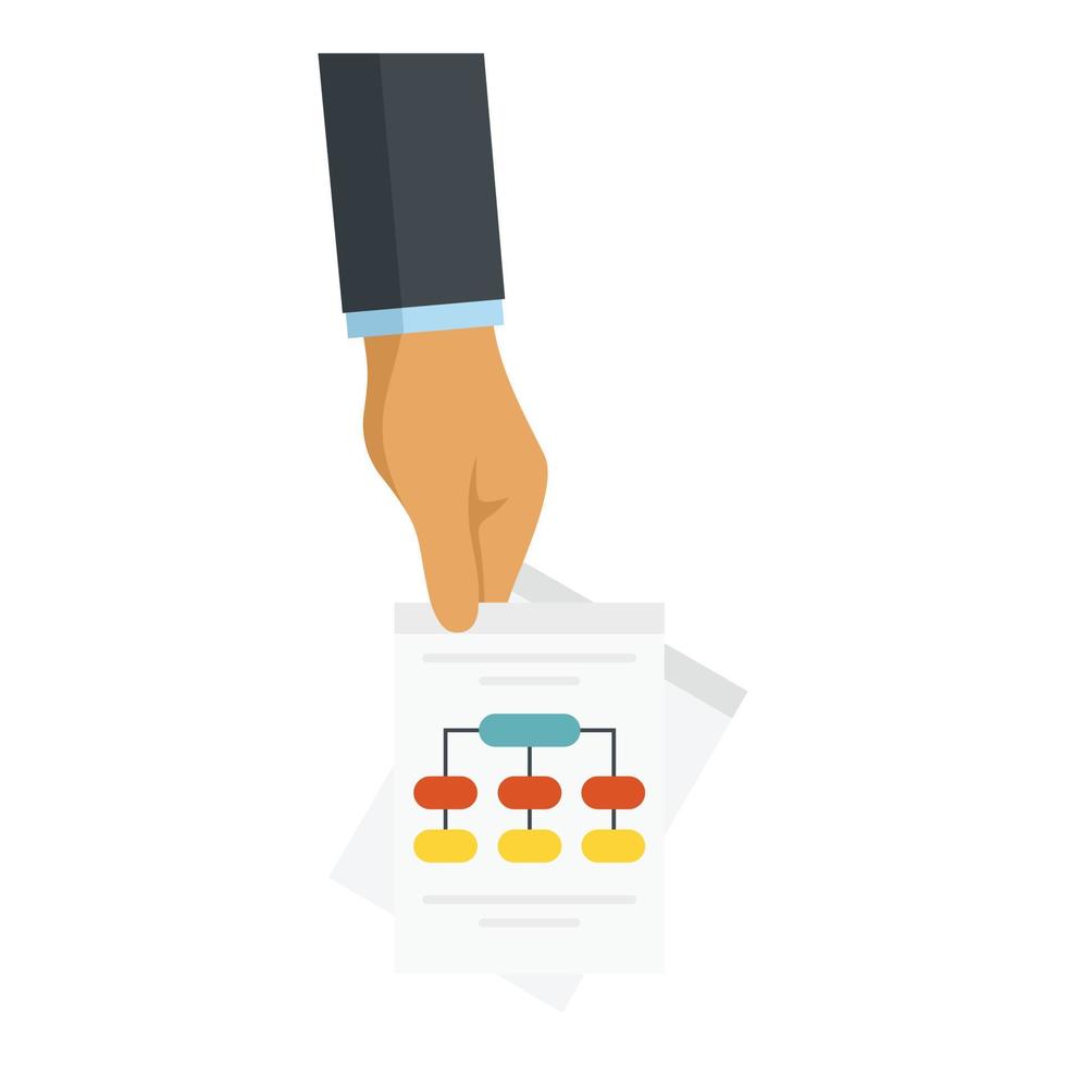 Hand diagram paper icon, flat style vector