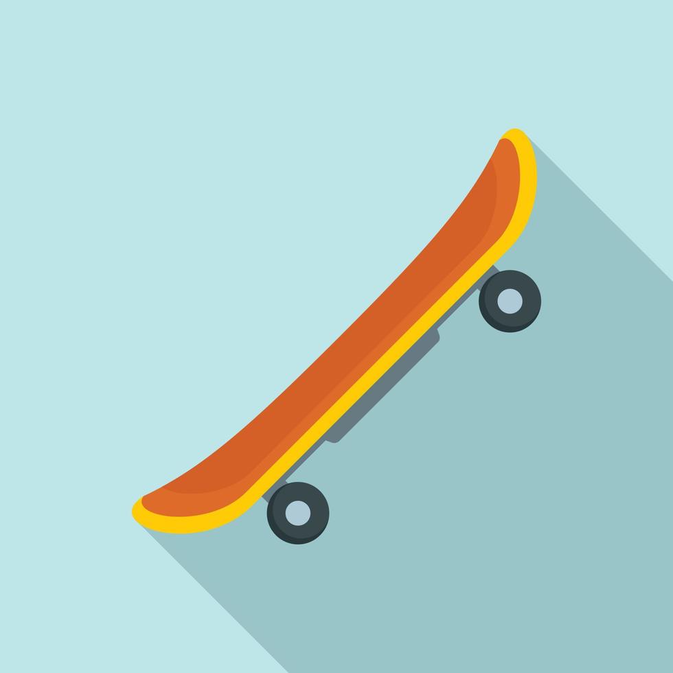 Wood skateboard icon, flat style vector