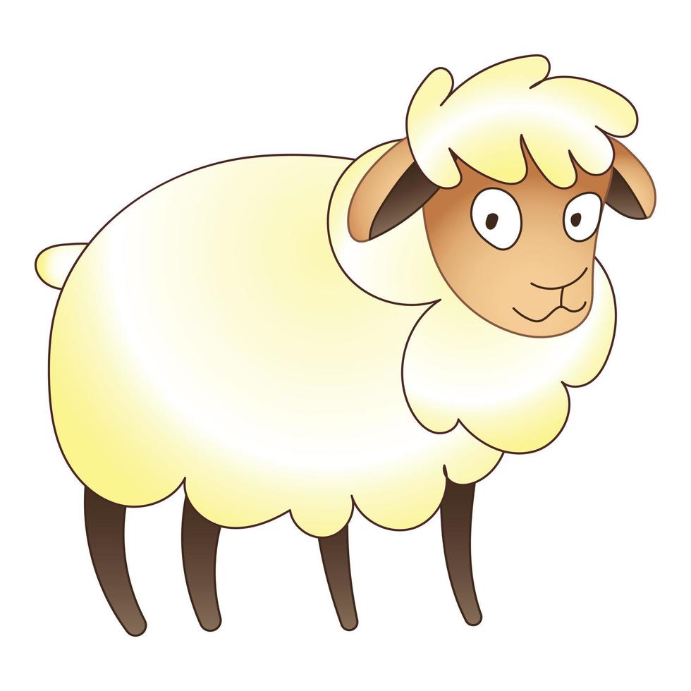 Farm sheep icon, cartoon style vector