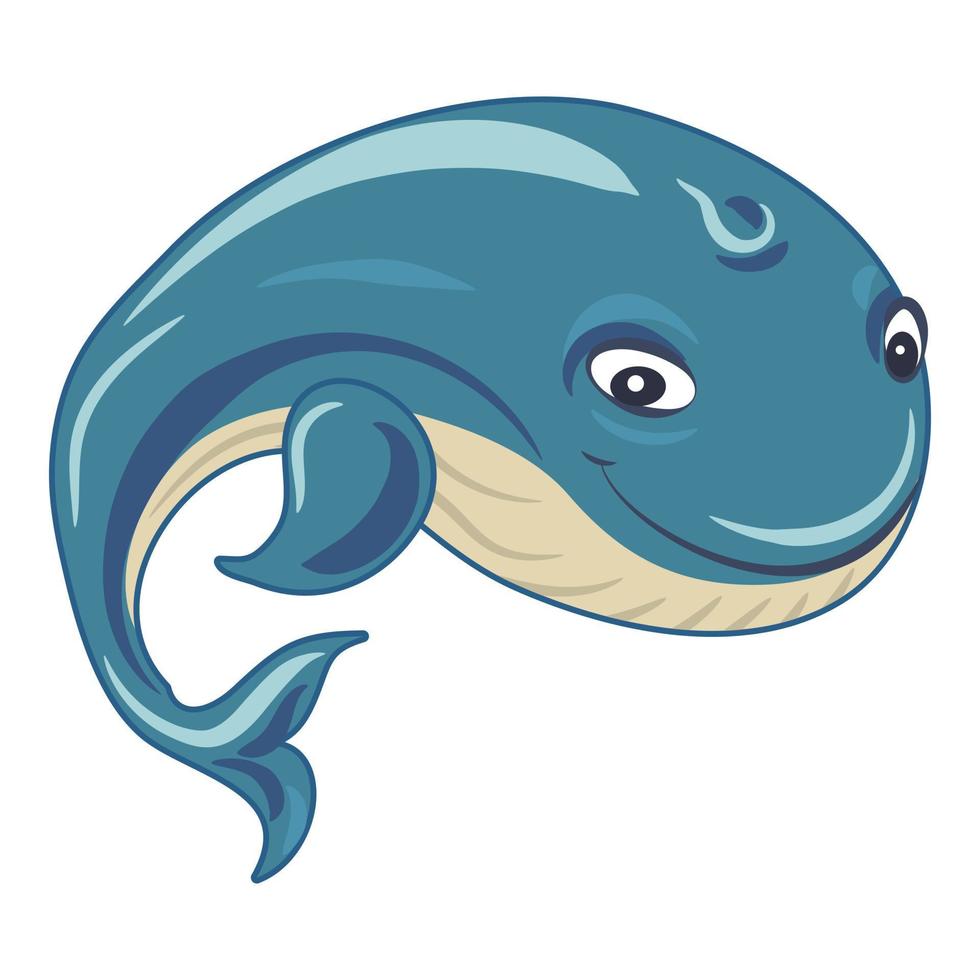 Ocean whale icon, cartoon style vector