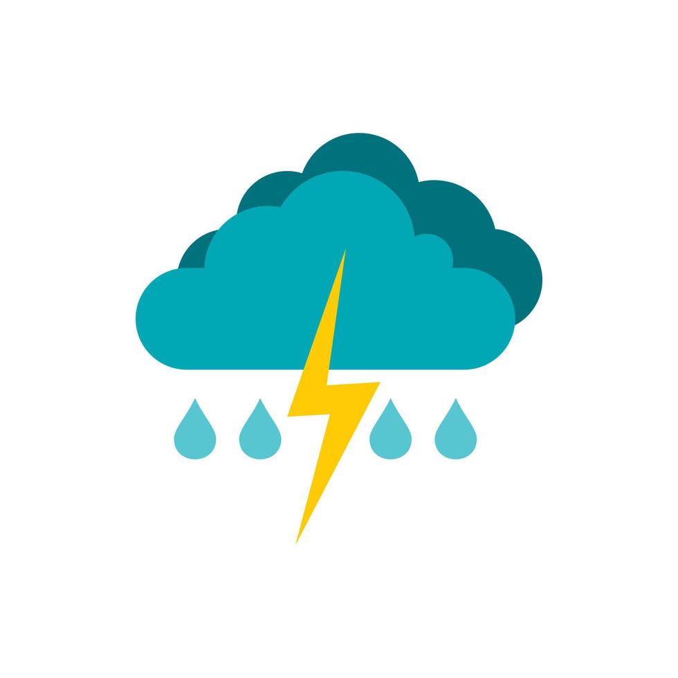 lluvia con icono de tormenta, tipo plano vector