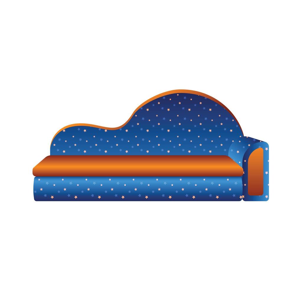 Blue sofa icon, cartoon style vector