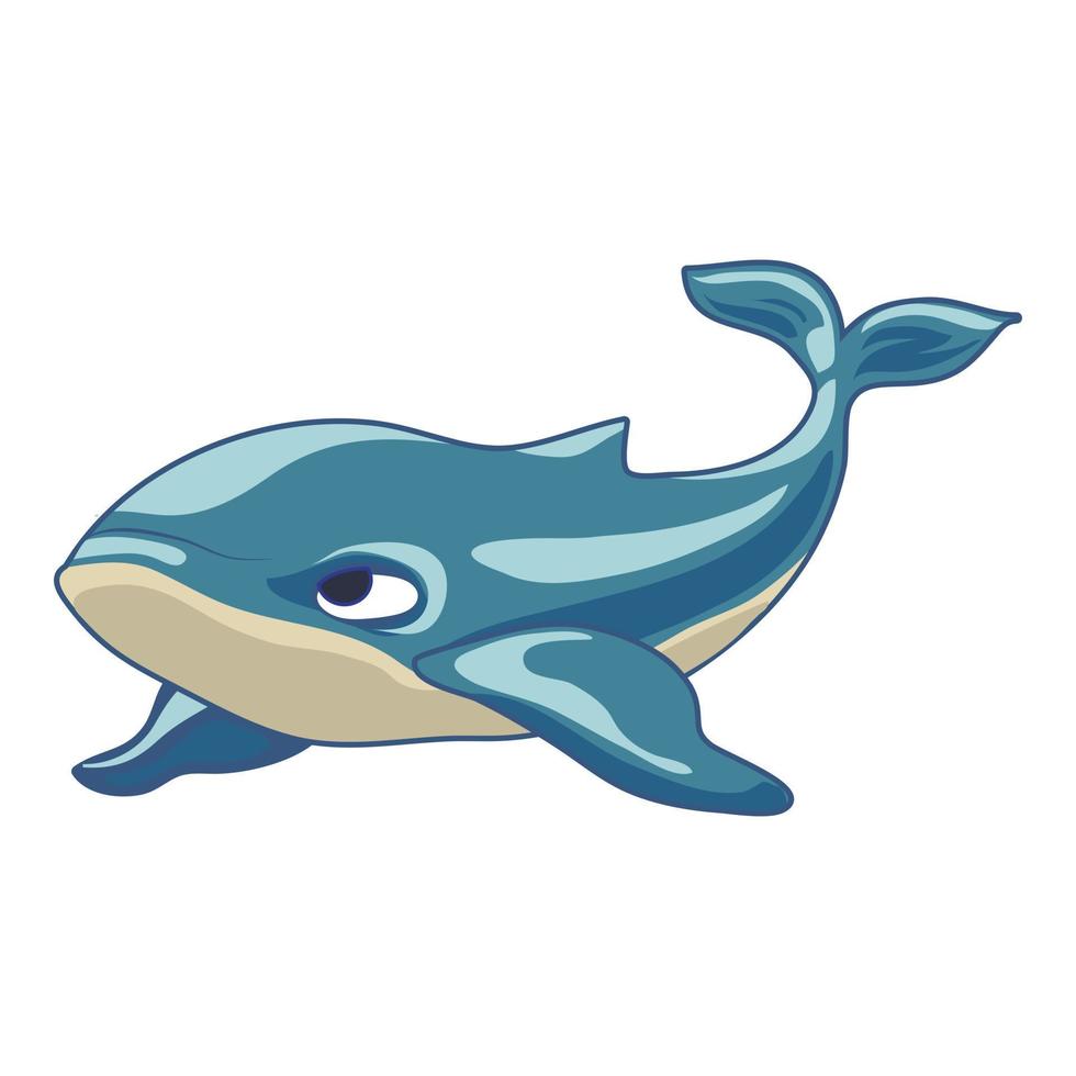 Blue whale icon, cartoon style vector