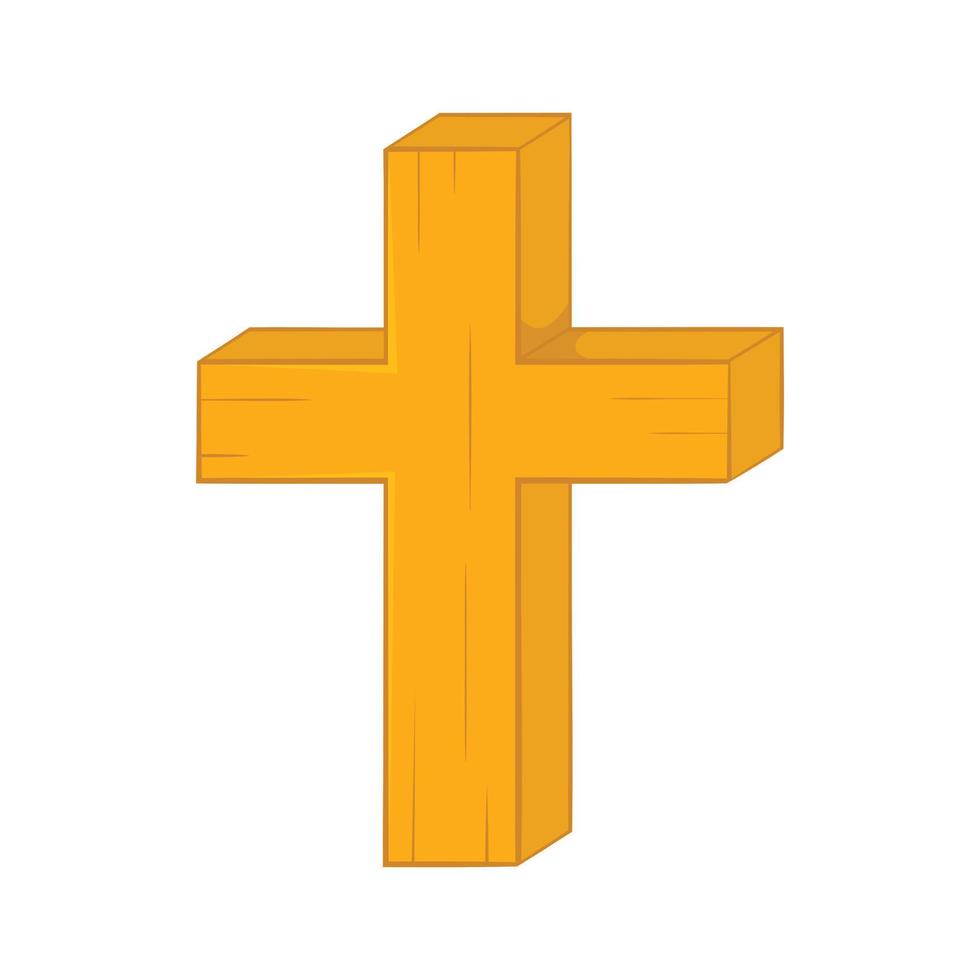 Christian cross icon in cartoon style vector