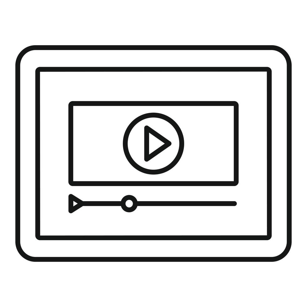 Tablet online learning icon, outline style vector