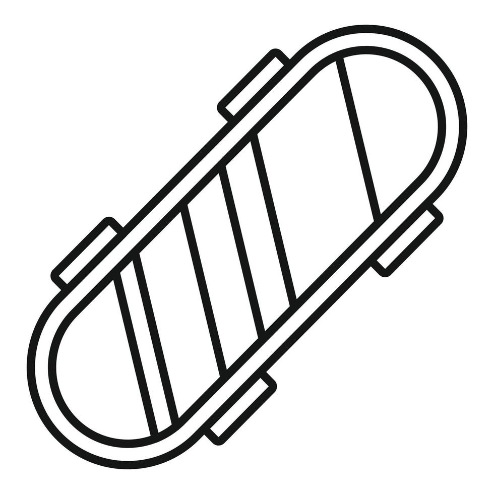 Striped skateboard icon, outline style vector