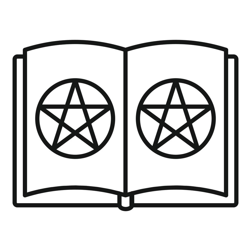 Open magic book icon, outline style vector