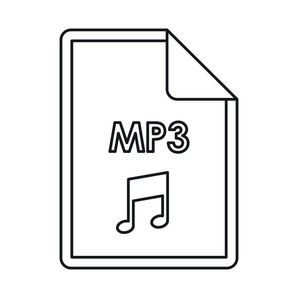 MP3 audio file extension icon, outline style vector