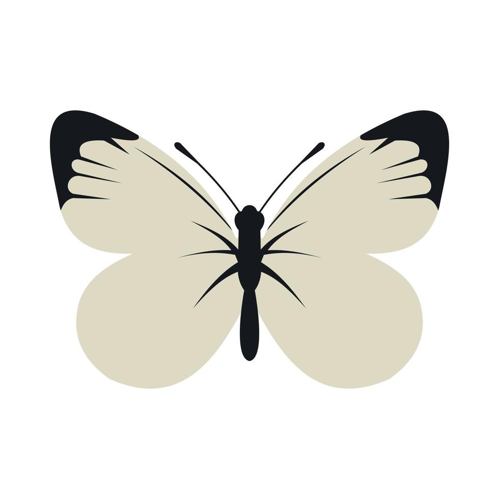 White butterfly icon, flat style vector