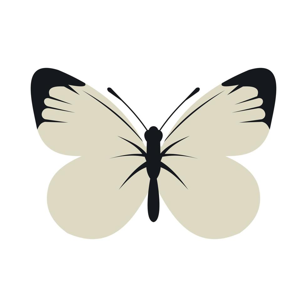 White butterfly icon, flat style vector