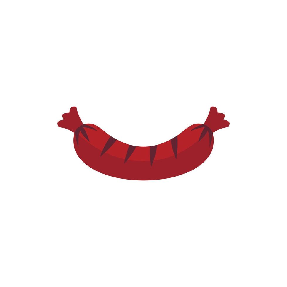 Grilled sausage icon in flat style vector
