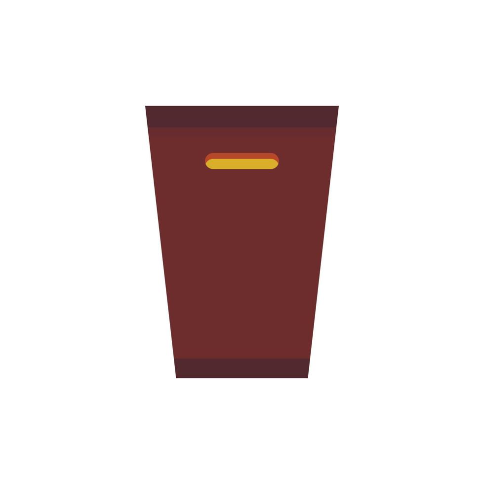 Brown trash bin icon, flat style vector