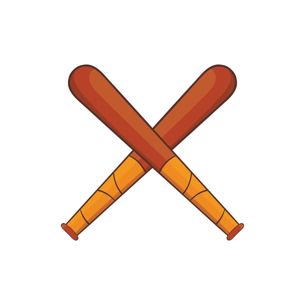 Crossed baseball bats icon, cartoon style vector